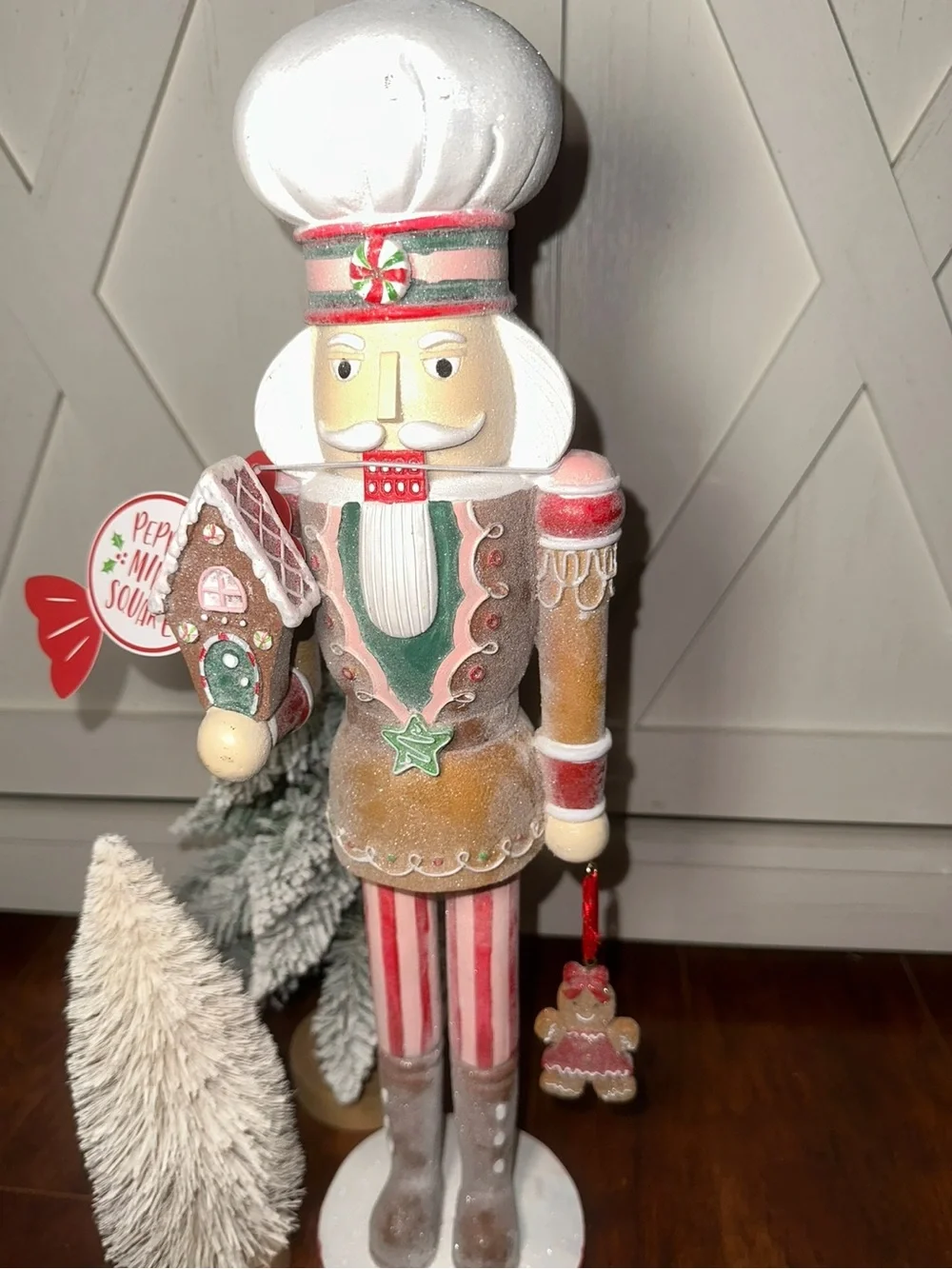 Peppermint Square Gingerbread Chef Nutcracker Christmas Figurine